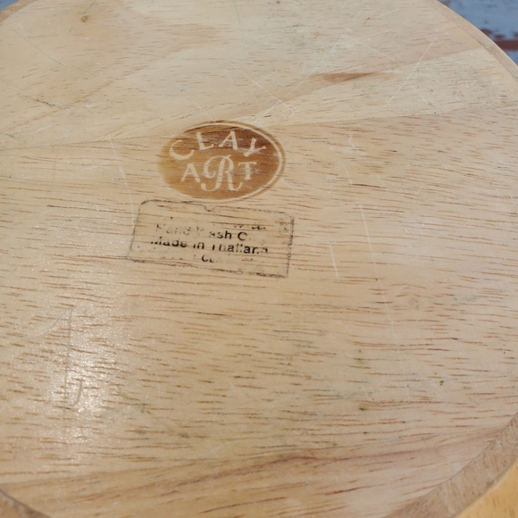 Clay Art Hand Painted Vintage Fruit Salad Vegetable Wooden Bowl - Picture 7 of 8